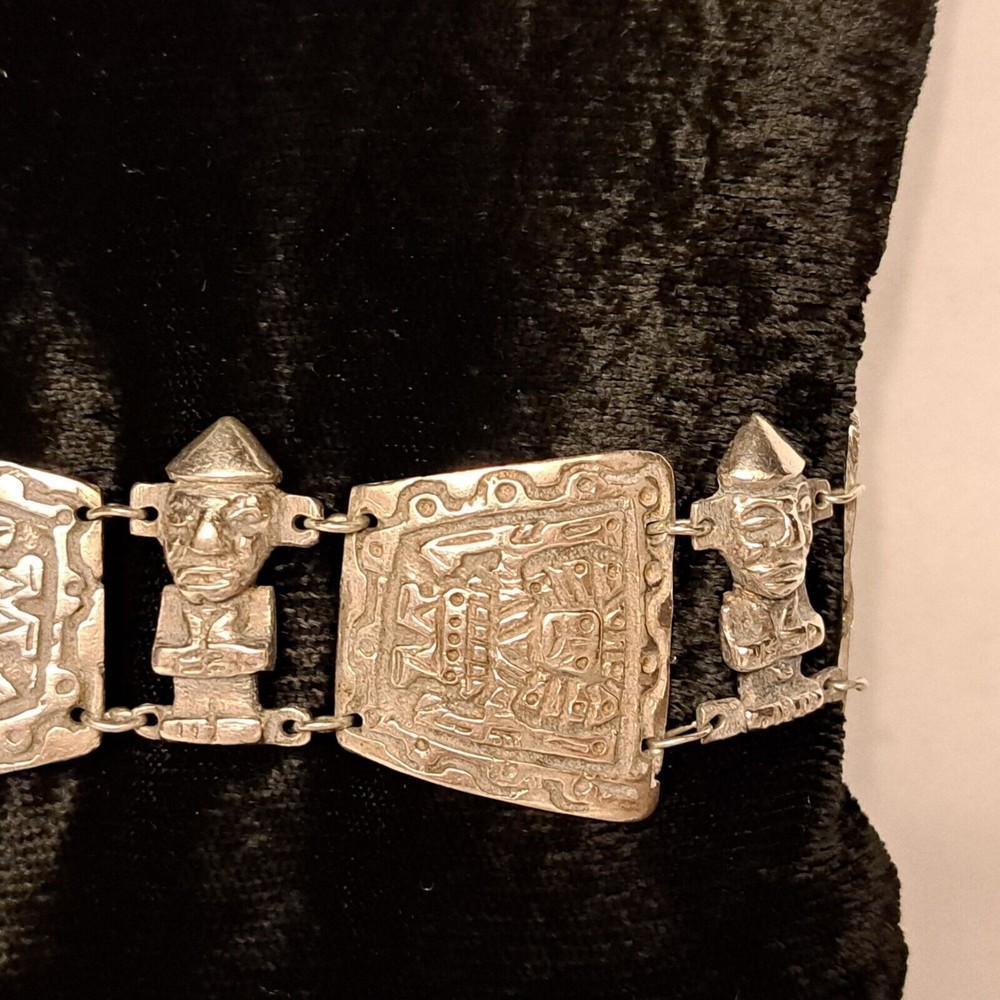 Antique Industria Peruana Aztec Maya Bracelet 900 Silver - Picture 2 of 13